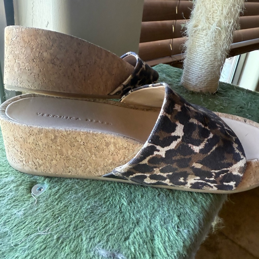 Veronica Beard Leopard Print Wedge Sandals